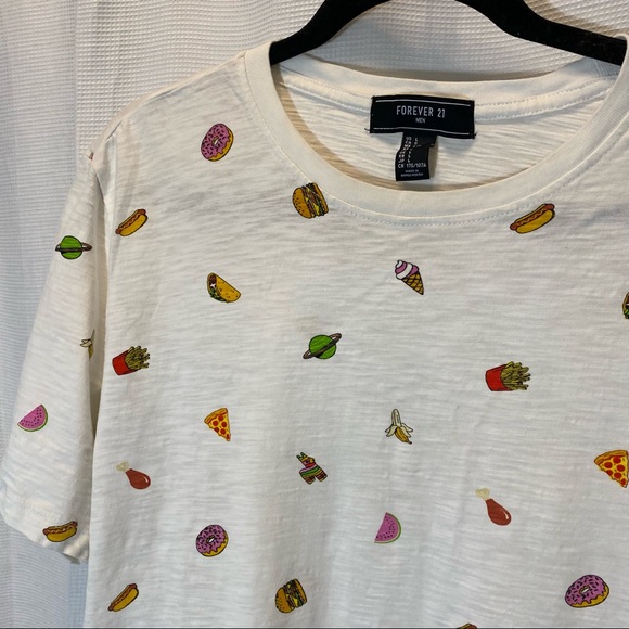 Forever 21 Men Food/Planets/Pinata Graphic White Short Sleeve Tee - Picture 3 of 5
